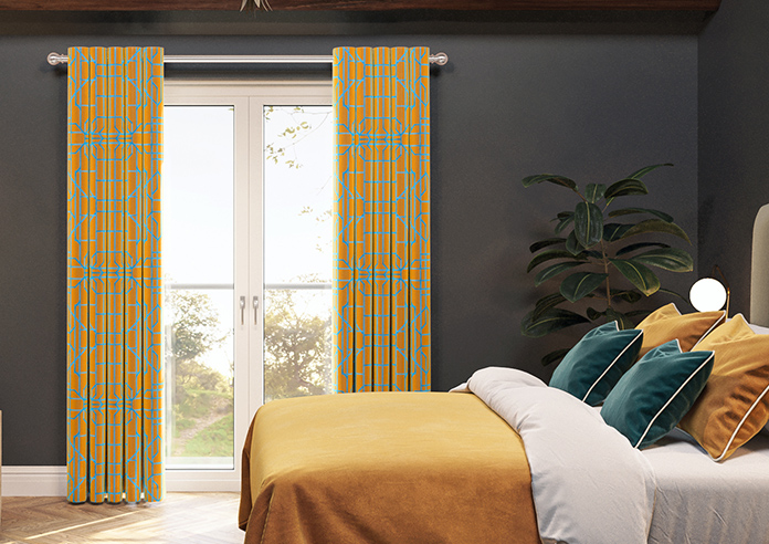 Bamboo Candy, Blue Orange - Made To Measure Curtains - Image 3